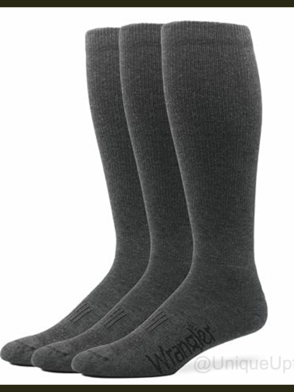 Wrangler Ultra Dri Seamless Toe Western Boot Socks 3 Pair Pack Black Gray Size L